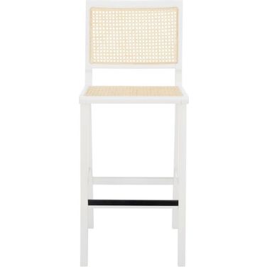 Hattie French Cane Barstool In White/Natural