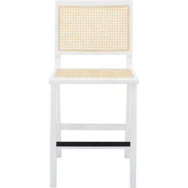 Hattie French Cane Counter Stool In White/Natural