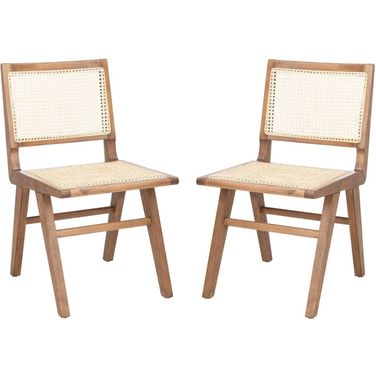 Hattie French Cane Dining Chair Set of 2 In Walnut