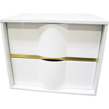Havana 2 Drawer Poplar Wood Bedroom Nightstand In White And Gold Trim