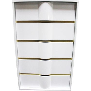 Havana 5 Drawer Poplar Wood Bedroom Chest In White And Gold Trim