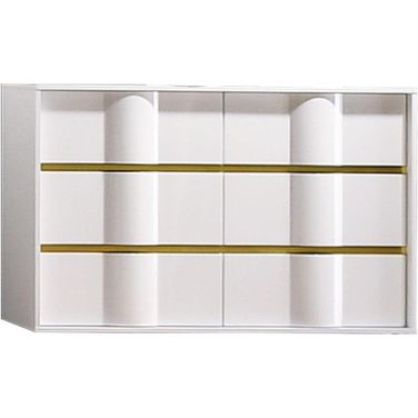 Havana 6 Drawer Poplar Wood Bedroom Dresser In White And Gold Trim
