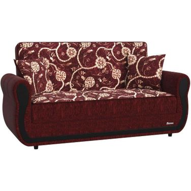 Havana Upholstered Convertible Loveseat with Storage In Burgundy