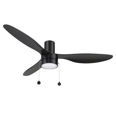 Haven 52 Inch 3-Blade Ceiling Fan with LED Light and Pull Chain In Black