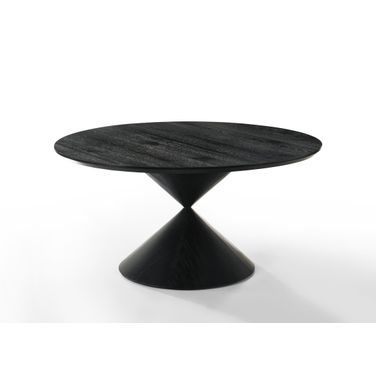Haven 59 Inch Round Pedestal Dining Table with Hourglass Base In Ebony Black
