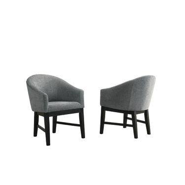 Haven Barrel Dining Chair with Black Finish Legs Set of 2 In Gray Fabric