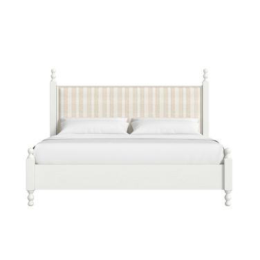 Haven Queen Upholstered Finial Bed In Warm White
