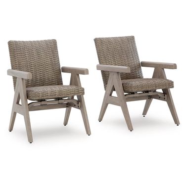 Haven Retreat Outdoor Rocking Arm Chair Set of 2 In Beige