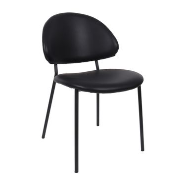 Haven Vegan Leather Metal Side Chair Set of 4 In Black