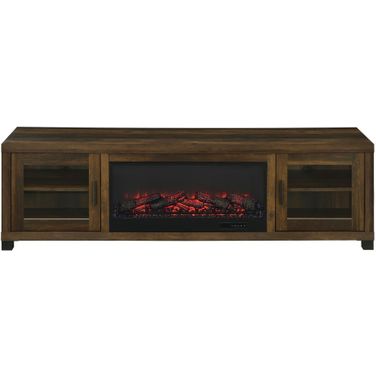Havering 71-Inch TV Stand Fireplace Media Console In Dark Pine