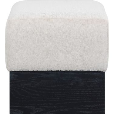 Havre Velour Fur Fabric Ottoman and Stool In Black and Beige
