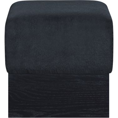 Havre Velour Fur Fabric Ottoman and Stool In Black