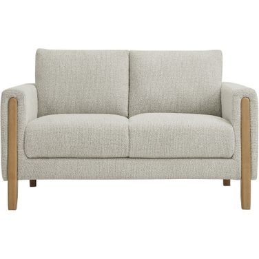 Hawken Boucle Fabric Loveseat In Parchment Beech