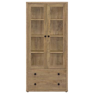 Hawthorne 4-Shelf Glass Door Tall Cabinet with Drawers In Mango