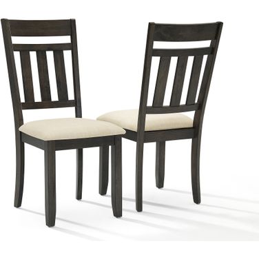 Hayden 2-Piece Slat Back Dining Chair Set In Slate and Creme
