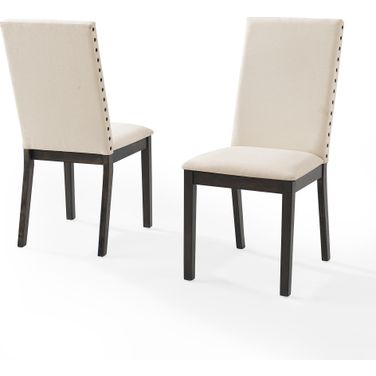 Hayden 2-Piece Upholstered Dining Chair Set In Slate and Creme