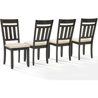 Hayden 4-Piece Slat Back Dining Chair Set In Slate and Creme
