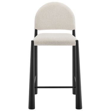 Hayley Upholstered Fabric Counter Stool In Black and Cream