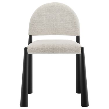 Hayley Upholstered Fabric Dining Side Chair In Black and Cream