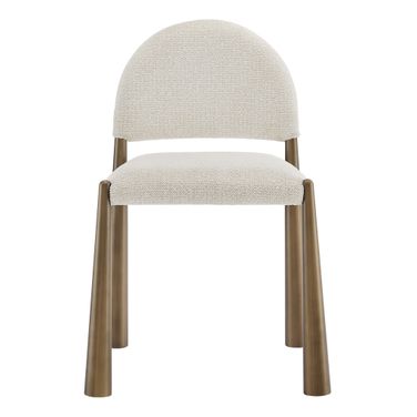 Hayley Upholstered Fabric Dining Side Chair In Brass Cream