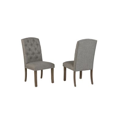 Hazel Rustic Side Dining Chair Set of 2 in Gray