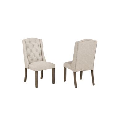Hazel Rustic Wingback Dining Chair Set of 2 in Beige