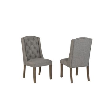 Hazel Rustic Wingback Dining Chair Set of 2 in Gray