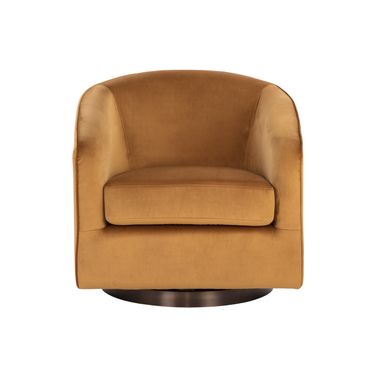 Hazel Swivel Lounge Chair In Dark Bronze and Gold Sky
