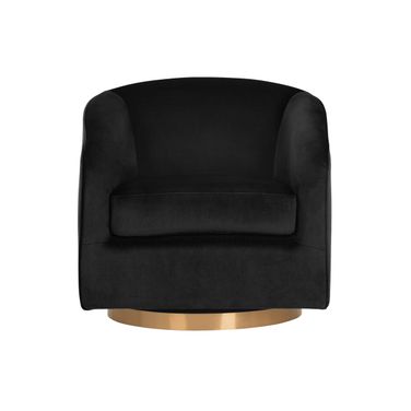 Hazel Swivel Lounge Chair In Gold and Black Sky
