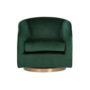 Hazel Swivel Lounge Chair In Gold and Deep Green Sky