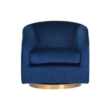 Hazel Swivel Lounge Chair In Gold and Navy Blue Sky