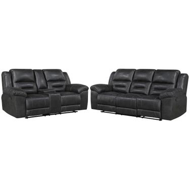 Hazen Double Reclining Living Room Set In Black