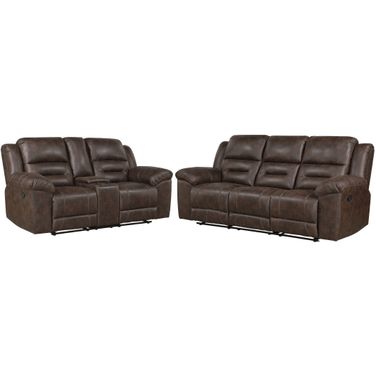Hazen Double Reclining Living Room Set In Dark Brown