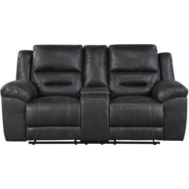 Hazen Double Reclining Loveseat with Center Console In Black