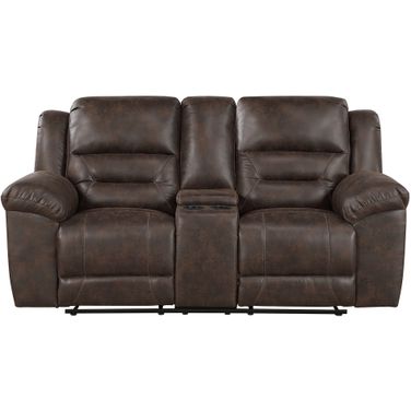 Hazen Double Reclining Loveseat with Center Console In Dark Brown