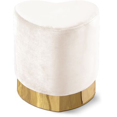 Heart Velvet Ottoman/Stool In Cream