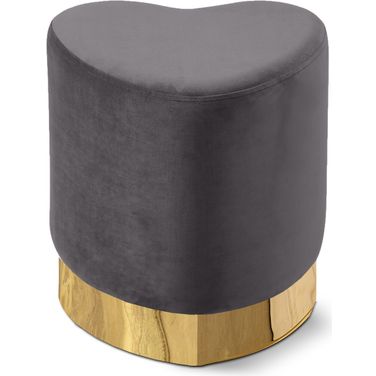 Heart Velvet Ottoman/Stool In Grey