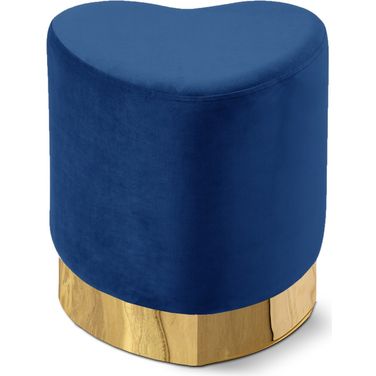 Heart Velvet Ottoman/Stool In Navy
