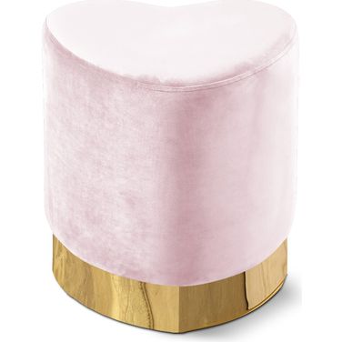 Heart Velvet Ottoman/Stool In Pink