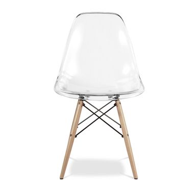 Heavy Duty Plastic and Wood Dining Side Chair In Clear and Natural