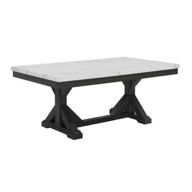 Hector Faux Marble Rectangular Dining Table in Rustic Gray