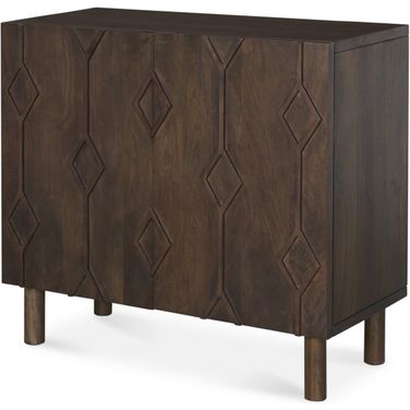 Heera Diamond Motif with Shelf Accent Cabinet In Dark Brown