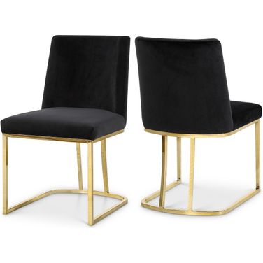 Heidi Velvet Dining Chair Set of 2 In Black/Gold