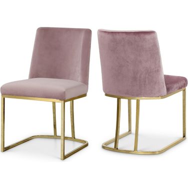 Heidi Velvet Dining Chair Set of 2 In Pink