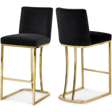 Heidi Velvet Stool In Black/Gold
