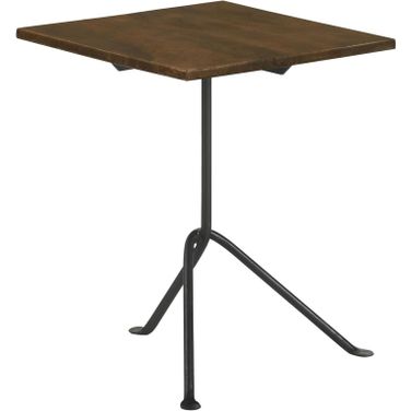 Heitor Square Accent Table with Tripod Legs Dark Brown and Gunmetal