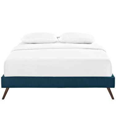 Helen Fabric Full Bed Frame with Round Splayed Legs In Azure