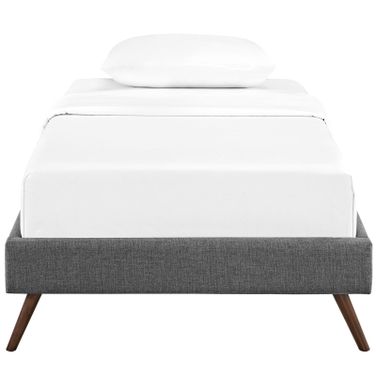 Helen Fabric Twin Bed Frame with Round Splayed Legs In Gray