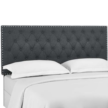 Helena Gray Tufted Full / Queen Upholstered Linen Fabric Headboard