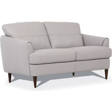 Helena Pearl Gray Leather Loveseat